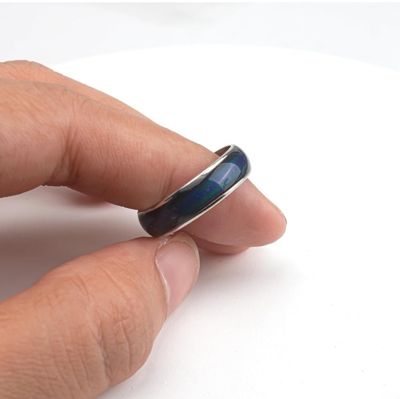 Color Changing Mood Ring NWT Sz.8 New Unisex Goldtone With Enamel inlay. - Picture 3 of 12
